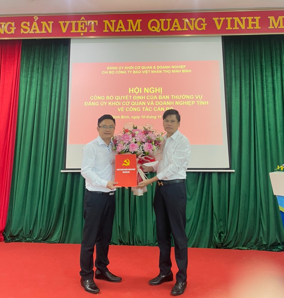 Hội nghị công bố quyết định kiện toàn Bí thư Chi bộ Công ty Bảo Việt Nhân thọ Ninh Bình, nhiệm kỳ 2020 - 2025